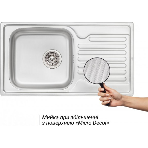 Кухонна мийка Qtap 7843 Micro Decor 0,8 мм (QT7843MICDEC08)