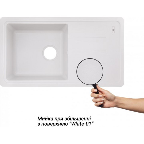 Кухонна мийка Lidz 780x435/200 WHI-01 (LIDZWHI01780435200)