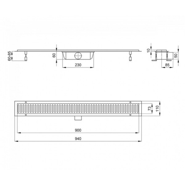 Трап Q-tap Dry FF304-900MBLA 900х73