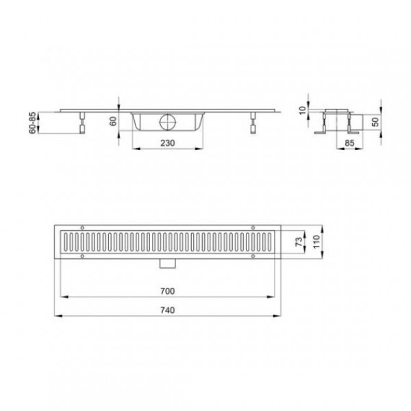 Трап Q-tap Dry FF304-700MBLA 700х73