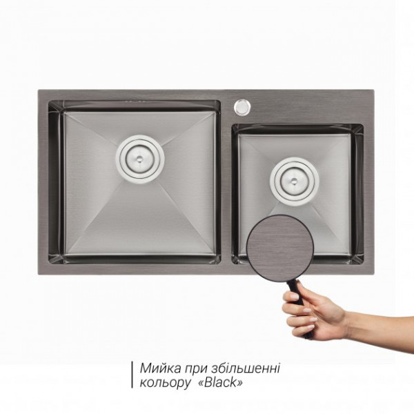 Кухонна мийка Qtap S7843BL 2.7/1.0 мм (QTS7843BRPVD10)