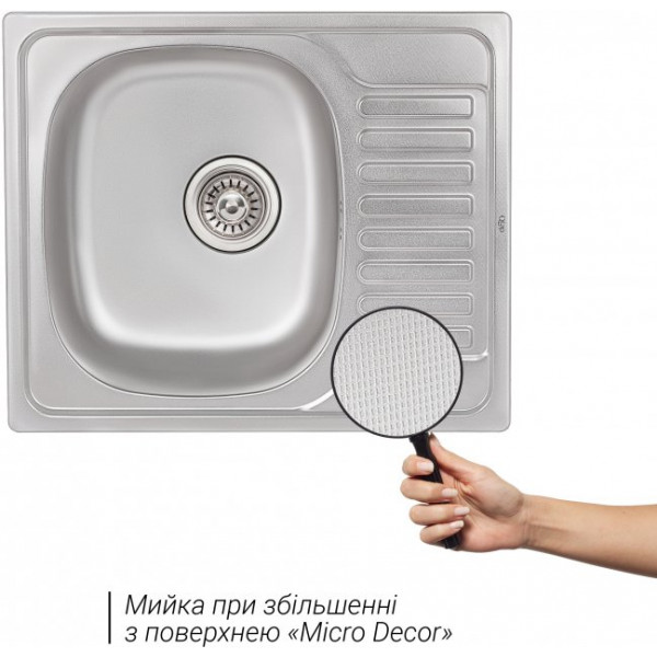Кухонна мийка Qtap 5848 Micro Decor 0,8 мм (QT5848MICDEC08)