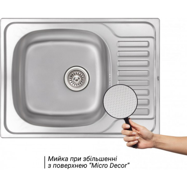 Кухонна мийка Qtap 6550 Micro Decor 0,8 мм (QT6550MICDEC08)