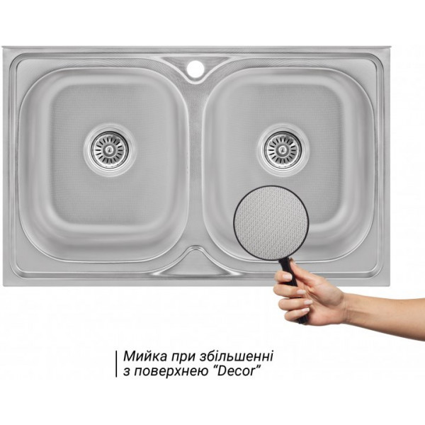 Кухонна мийка Lidz 5080 Decor 0,8 мм (LIDZ5080DEC08)