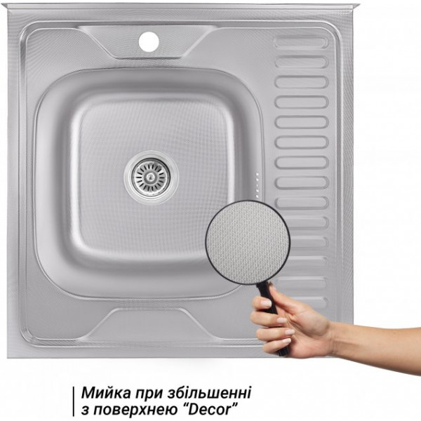 Кухонна мийка Lidz 6060-L Decor 0,6 мм (LIDZ6060LDEC06)