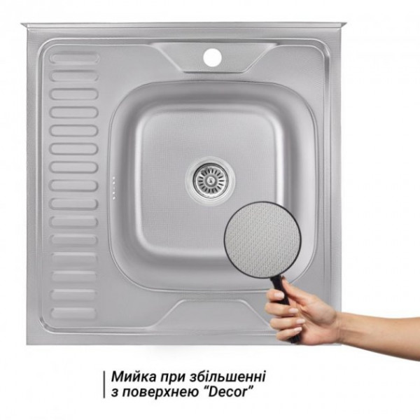 Кухонна мийка Lidz 6060-R Decor 0,6 мм (LIDZ6060RDEC06)