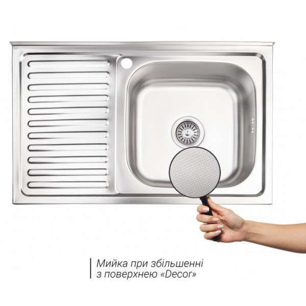 Кухонна мийка Lidz 5080-R Decor 0,8 мм (LIDZ5080RDEC06)