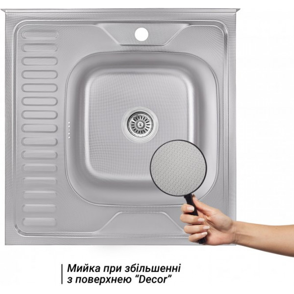 Кухонна мийка Lidz 6060-R Decor 0,8 мм (LIDZ6060RDEC08)