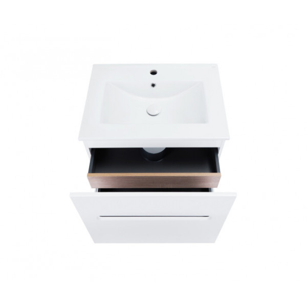 Комплект Qtap Virgo 700х580х437 White/Whitish oak тумба підвісна + раковина