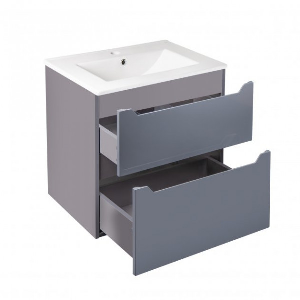Комплект Qtap Scorpio 605х585х460 Graphite тумба підвісна + раковина