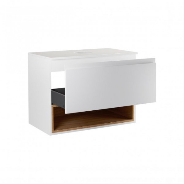 Тумба підвісна Qtap Robin 800х476х437 White/Whitish oak зі стільницею QT1379TPН8001WWO QT1379TPН80