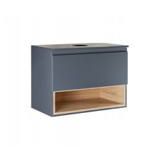 Тумба підвісна Qtap Robin 700х476х437 Graphite/Whitish oak зі стільницею QT1379TPН7002GWO
