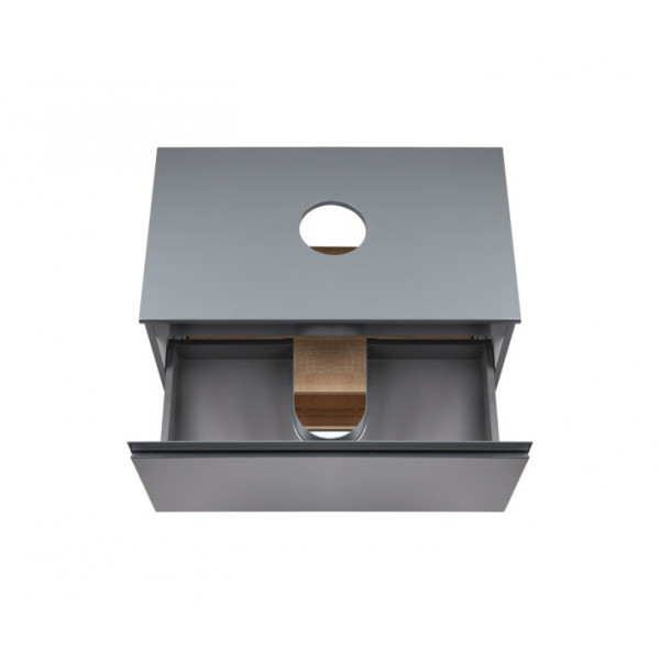 Тумба підвісна Qtap Robin 700х476х437 Graphite/Whitish oak зі стільницею QT1379TPН7002GWO