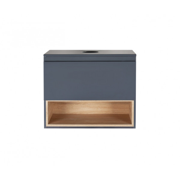 Тумба підвісна Qtap Robin 700х476х437 Graphite/Whitish oak зі стільницею QT1379TPН7002GWO