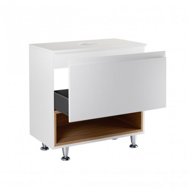 Тумба підлогова Qtap Robin 800х616х437 White/Whitish oak зі стільницею QT1380TNН8001WWO QT1380TNН80