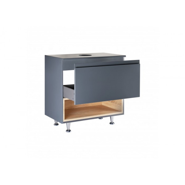 Тумба підлогова Qtap Robin 700х616х437 Graphite/Whitish oak зі стільницею QT1380TNН7002GWO