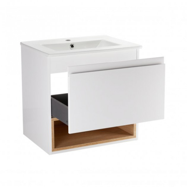Комплект Qtap Robin 700х580х437 White/Whitish oak тумба підвісна + раковина
