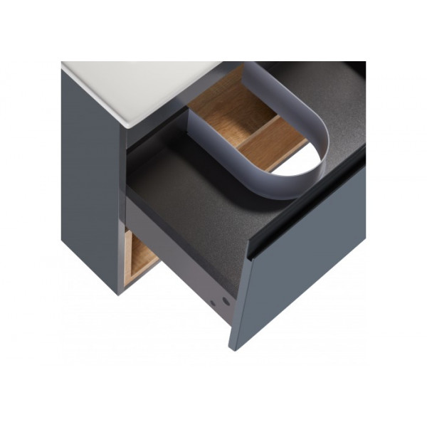 Комплект Qtap Robin 700х580х437 Graphite/Whitish oak тумба підвісна + раковина