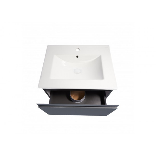Комплект Qtap Robin 800х580х437 Graphite/Whitish oak тумба підвісна + раковина