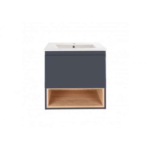 Комплект Qtap Robin 800х580х437 Graphite/Whitish oak тумба підвісна + раковина