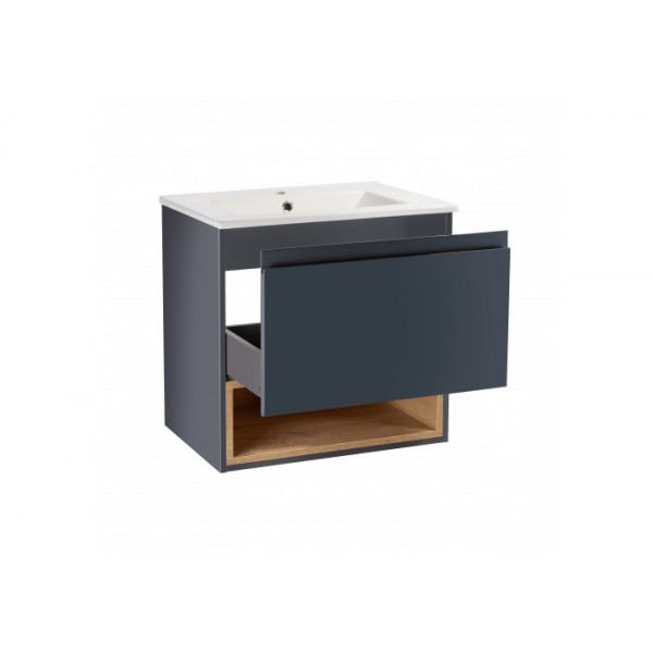 Комплект Qtap Robin 800х580х437 Graphite/Whitish oak тумба підвісна + раковина