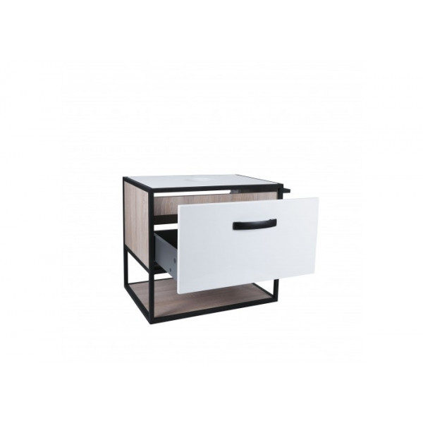 Тумба підвісна Qtap Taurus 700х476х469 White/Whitish oak зі стільницею QT2479TPT703WWO QT2479TPT703W
