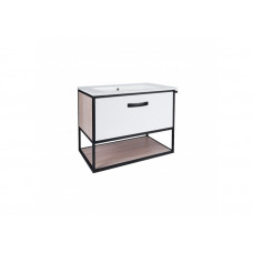 Комплект Qtap Taurus 800х580х437 White/Whitish oak тумба підвісна + раковина