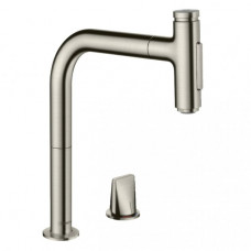 Змішувач Hansgrohe Metris Select 200 кухонний 2Jet на 2 відвіри Sbox Steel Finis (73818800)