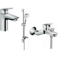 Набір змішувачів Hansgrohe EcoSmart для ванни Logis 100 (71104+7140+26553400)