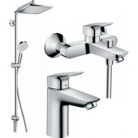 Набір змішувачів Hansgrohe EcoSmart для ванни Logis 100/Crometta Reno (71104+7140+27289000)