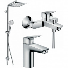 Набір змішувачів Hansgrohe EcoSmart для ванни Logis 100/Crometta Reno (71104+7140+27289000)