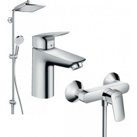 Набір змішувачів Hansgrohe EcoSmart для душу Logis 100/Crometta Reno (71104+7160+27289000)