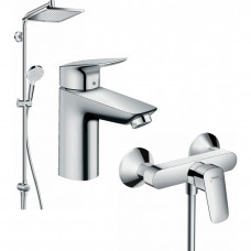 Набір змішувачів Hansgrohe EcoSmart для душу Logis 100/Crometta Reno (71104+7160+27289000)