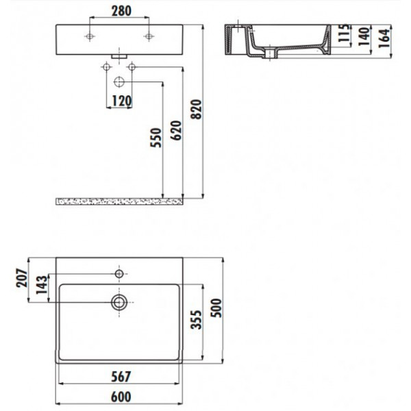 Раковина для ванної Creavit NX255-00CB00E-0000