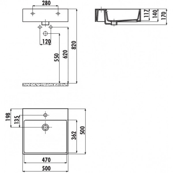 Раковина для ванної Creavit NX256-00CB00E-0000