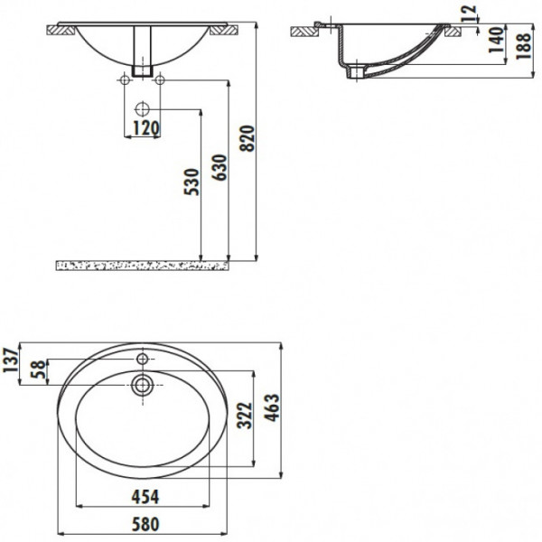 Раковина для ванної Creavit TP230-00CB00E-0000