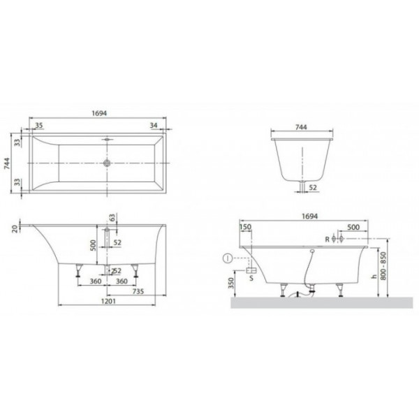 Ванна Villeroy & Boch UBQ170SQS2V-01