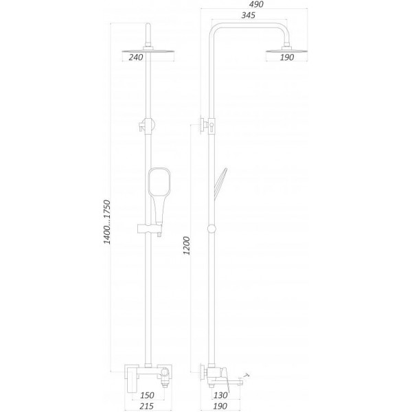Душова система TOPAZ ODISS TO 18102-H52-BL чорна