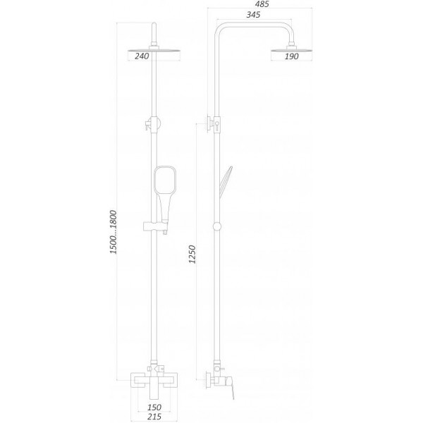 Душова система TOPAZ ODISS TO 18702-H52-BL чорна