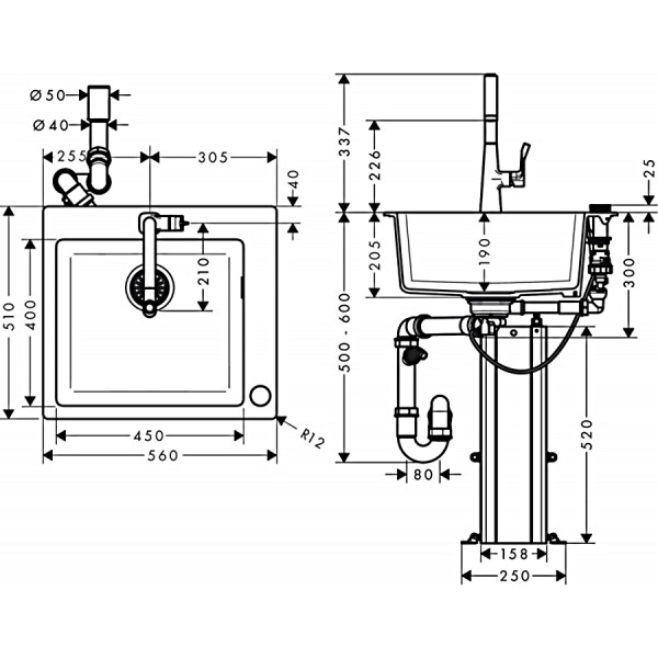 Кухонна мийка Hansgrohe C51-F450-06 Сombi 560x510 Select із змішувачем Chrome (43217000)