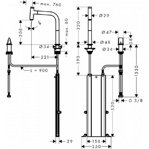 Кухонна мийка Hansgrohe C51-F635-09 Сombi 770x510 на дві чаші 180/450 Select із змішувачем Chrome (43220000)