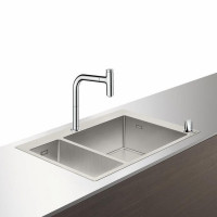 Кухонна мийка Hansgrohe C71-F655-04 755х500 Сombi із змішувачем на дві чаші 180/450 (43210800) Stainless Steel