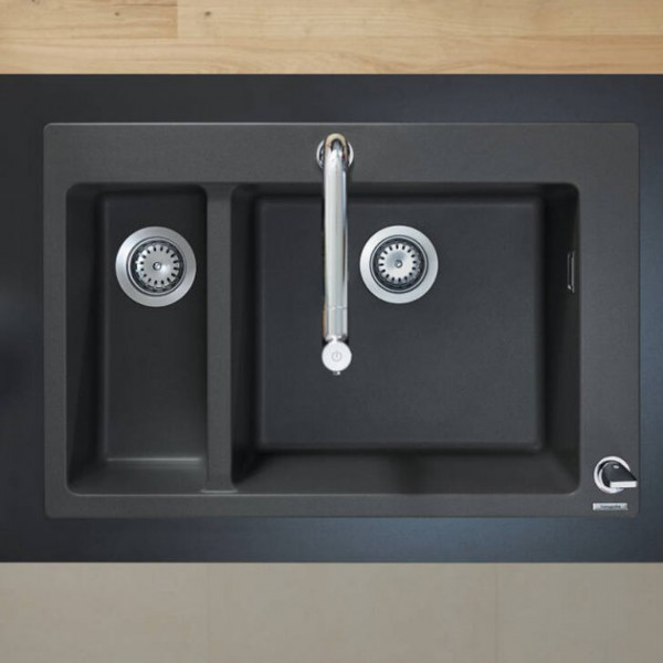 Кухонна мийка Hansgrohe S510-F635 770х510 на дві чаші 180/450 Graphiteblack (43315170)