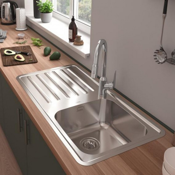 Кухонна мийка Hansgrohe S4111-F400 на стільницю 975х505 із сифоном (43341800) Stainless Steel