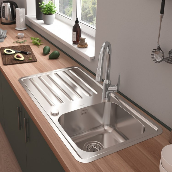 Кухонна мийка Hansgrohe S4113-F340 на стільницю 915х505 із сифоном automatic (43337800) Stainless Steel