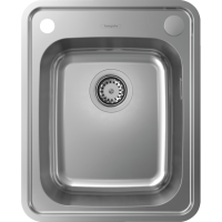 Кухонная мойка Hansgrohe S412-F340 на столешницу 420х520 с сифоном automatic (43334800) Stainless Steel