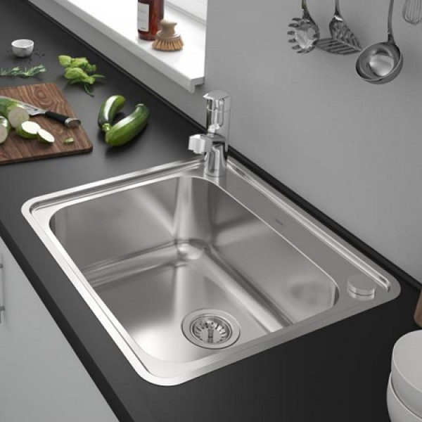 Кухонна мийка Hansgrohe S412-F500 на стільницю 580х520 із сифоном automatic (43336800) Stainless Steel