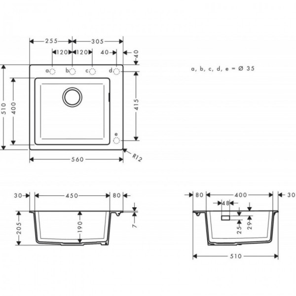 Кухонна мийка Hansgrohe S510-F450 560х510  Graphiteblack (43312170)
