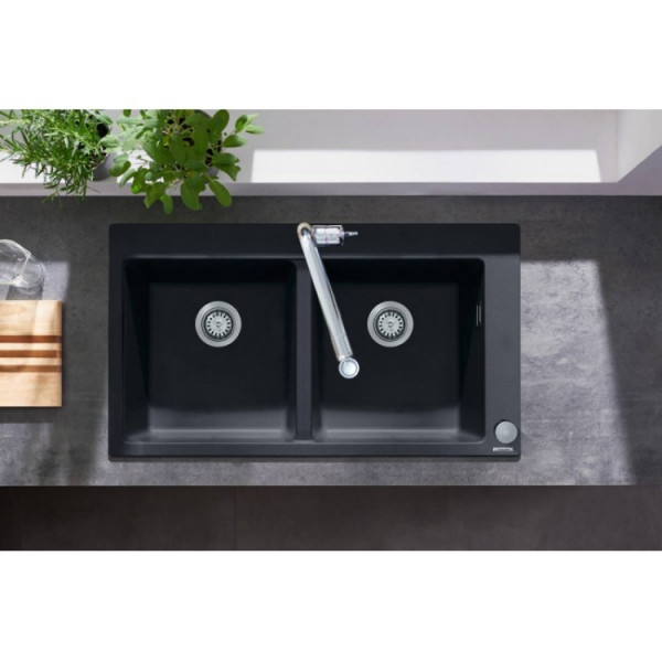 Кухонна мийка Hansgrohe S510-F770 770х510 на дві чаші 370/370 Graphiteblack (43316170)