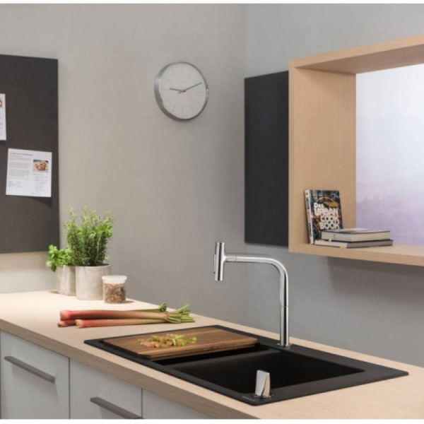 Кухонна мийка Hansgrohe S510-F770 770х510 на дві чаші 370/370 Graphiteblack (43316170)